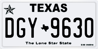 TX license plate DGY9630