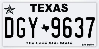 TX license plate DGY9637