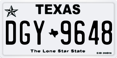 TX license plate DGY9648