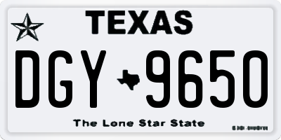 TX license plate DGY9650