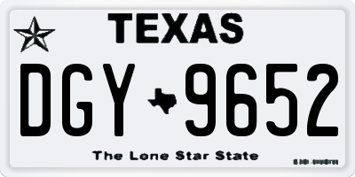 TX license plate DGY9652