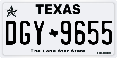 TX license plate DGY9655