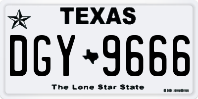 TX license plate DGY9666