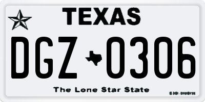 TX license plate DGZ0306