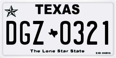 TX license plate DGZ0321