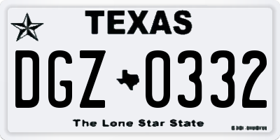 TX license plate DGZ0332