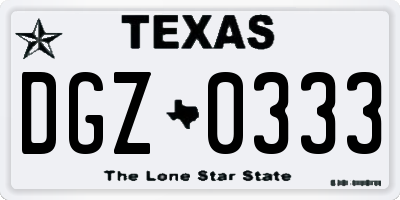 TX license plate DGZ0333