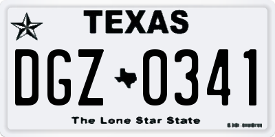 TX license plate DGZ0341