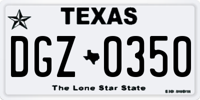 TX license plate DGZ0350