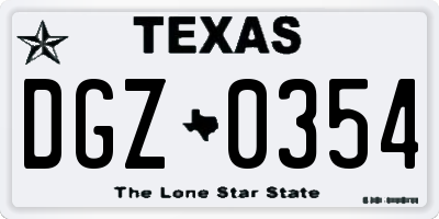 TX license plate DGZ0354