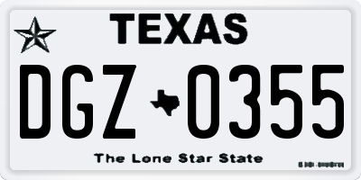 TX license plate DGZ0355