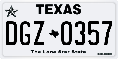 TX license plate DGZ0357