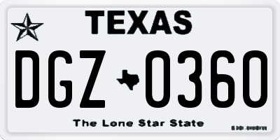 TX license plate DGZ0360