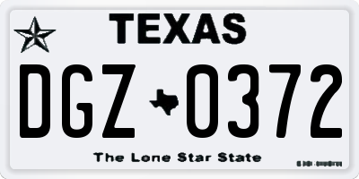 TX license plate DGZ0372