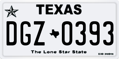 TX license plate DGZ0393