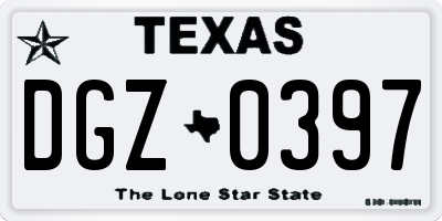 TX license plate DGZ0397