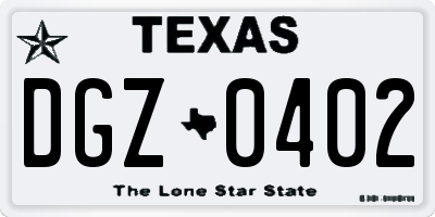 TX license plate DGZ0402