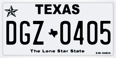 TX license plate DGZ0405
