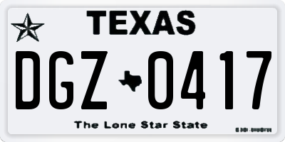 TX license plate DGZ0417