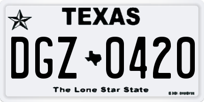 TX license plate DGZ0420
