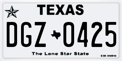 TX license plate DGZ0425