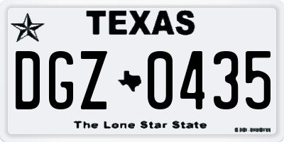 TX license plate DGZ0435