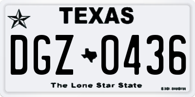 TX license plate DGZ0436