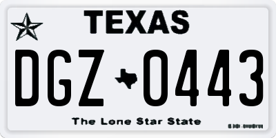 TX license plate DGZ0443