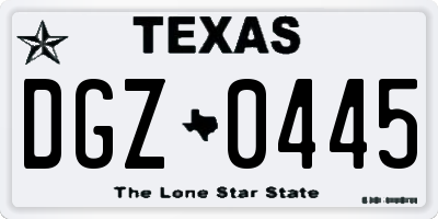TX license plate DGZ0445