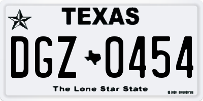 TX license plate DGZ0454