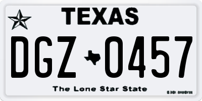 TX license plate DGZ0457