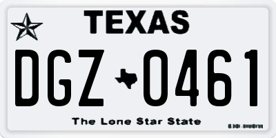 TX license plate DGZ0461