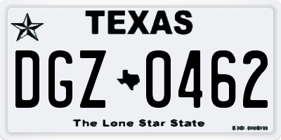 TX license plate DGZ0462