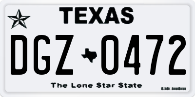 TX license plate DGZ0472