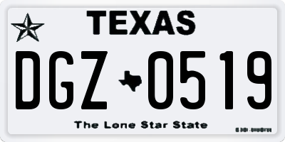 TX license plate DGZ0519