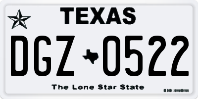 TX license plate DGZ0522
