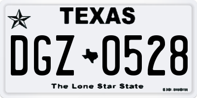 TX license plate DGZ0528