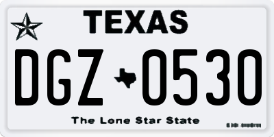 TX license plate DGZ0530
