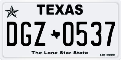 TX license plate DGZ0537
