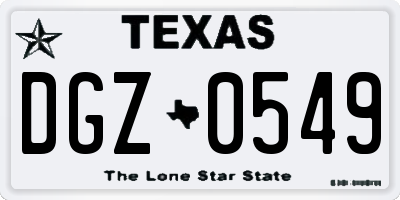 TX license plate DGZ0549
