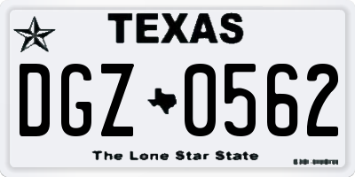 TX license plate DGZ0562