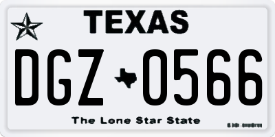 TX license plate DGZ0566
