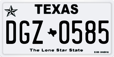 TX license plate DGZ0585
