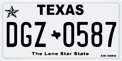 TX license plate DGZ0587