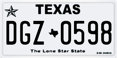 TX license plate DGZ0598