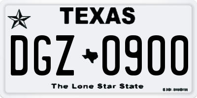 TX license plate DGZ0900