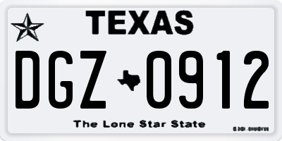 TX license plate DGZ0912
