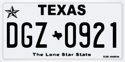 TX license plate DGZ0921