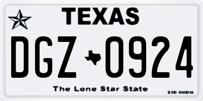 TX license plate DGZ0924
