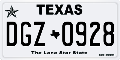 TX license plate DGZ0928